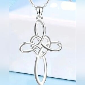 Intricate Silver Cross Pendant Necklace
